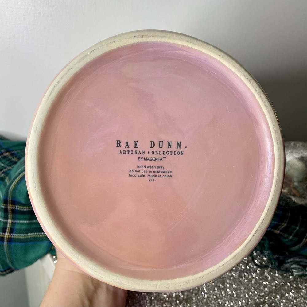 Rae Dunn Pink Iridescent Holiday Cookie Jar Merry & Bright Christmas Decor New - Picture 9 of 9